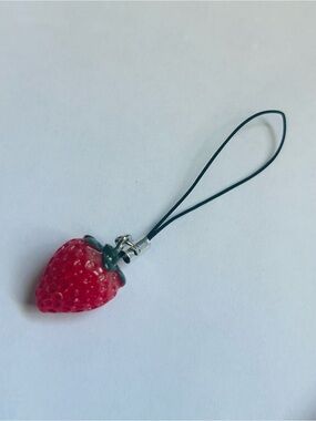 Strawberry Phone Charm - Bag Charm - Red with Green Top